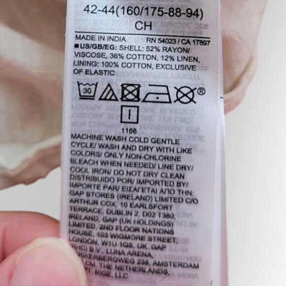 Gap Cream Square Neck Smocked Midi Summer Dress Cotton Lined Size S - Picture 7 of 10